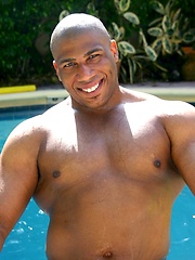 Muscle Hung is a dark, muscular man with a matching thick black cock