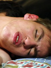 Wired up teen guys tongue kissing and giving head