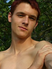 Redhead twink from Czech posing outdoors