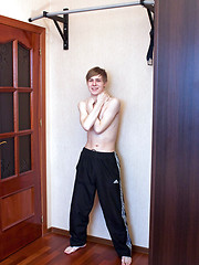 Cute skinny boy strips off to show all his goods