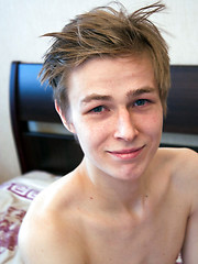 Cute skinny boy strips off to show all his goods