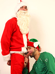 Santa hunk gets blowing from horny cock-hungry dad