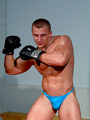 Muscle man Nemeth boxing and jacking off