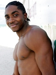 Well-muscled black hung jerks off