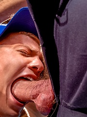 Furry cop Jessy Ares fucks James Ryder mouth and asshol